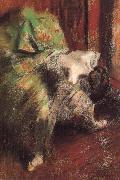 Edgar Degas woman witb a gren iutu USA oil painting artist